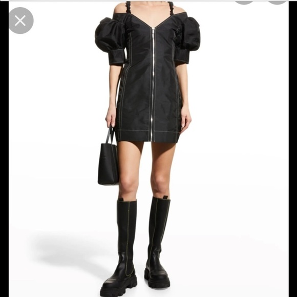 Ganni Dresses & Skirts - NWT Ganni Taffeta Puff-Shoulder Mini Dress | Size 38